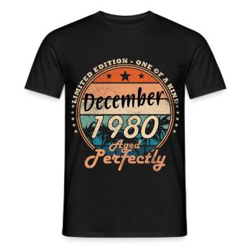 Décembre 1980 - Édition limitée décembre 1980 - T-shirt homme - noir - Devant - AI Model Male 178 light (178cm)
