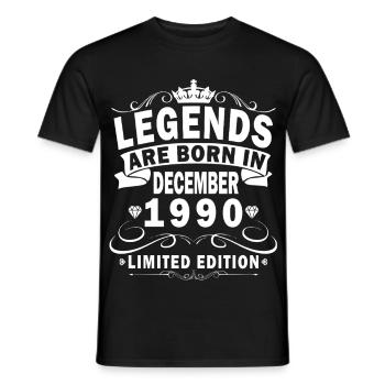 Rétro décembre 1990 - Don de 35 ans - T-shirt homme - noir - Devant - AI Model Male 178 light (178cm)