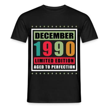Rétro décembre 1990 - Don de 35 ans - T-shirt homme - noir - Devant - AI Model Male 178 light (178cm)