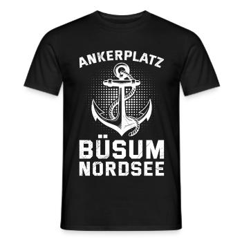 Büsumer ANKERPLATZ BÜSUM NORDSEE Lustiges - Männer T-Shirt - Schwarz - Vorne - AI Model Male 178 light (178cm)