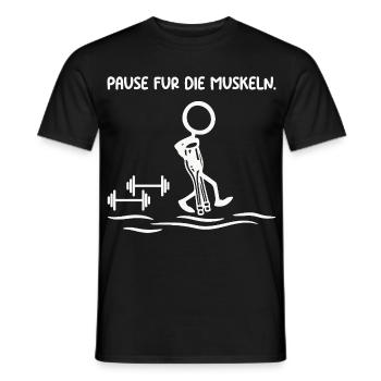Bonhomme bâton PAUSE POUR LES MUSCLES Drôle - T-shirt homme - noir - Devant - AI Model Male 178 light (178cm)