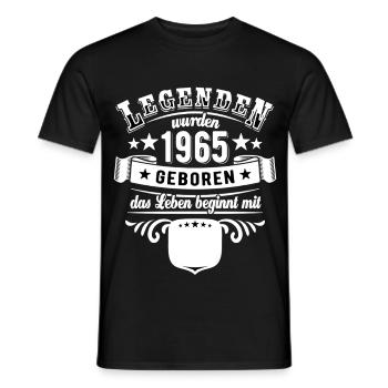 Les légendes sont nées en 1965 | Entrée de l’âge - T-shirt homme - noir - Devant - AI Model Male 178 light (178cm)