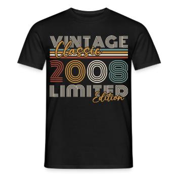 2008 Vintage Retro Geburtstagsgeschenk - Männer T-Shirt - Schwarz - Vorne - AI Model Male 178 light (178cm)