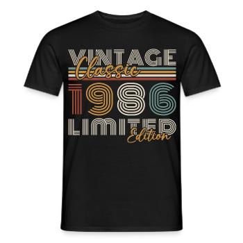 1986 Vintage Rétro Cadeau D'anniversaire - T-shirt homme - noir - Devant - AI Model Male 178 light (178cm)