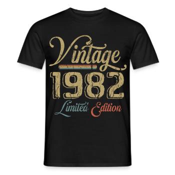 Millésime 1982 Édition limitée Naissance Annésime 1982 - T-shirt homme - noir - Devant - AI Model Male 178 light (178cm)