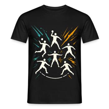 Handball Team Tactics, Circle Runner Defence, Coach - Men's T-Shirt - black - Front - AI Model Male 178 light (178cm)