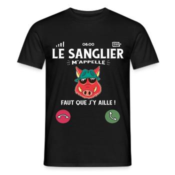 Le Sanglier M’Appelle Humour Chasse - T-shirt homme - noir - Devant - AI Model Male 178 light (178cm)