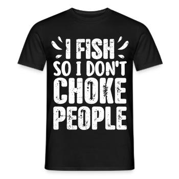 Pêche drôle : je pêche pour ne pas étrangler les gens - T-shirt homme - noir - Devant - AI Model Male 178 light (178cm)