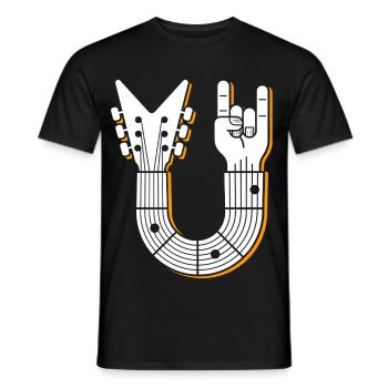 Rock Hand Guitar Emblem - Men's T-Shirt - black - Front - AI Model Male 178 light (178cm)