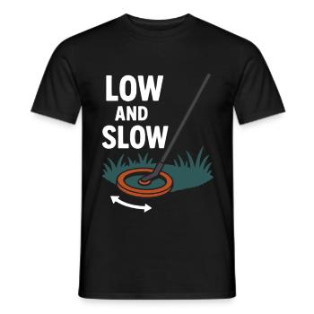 Low And Slow Metal Detecting Treasure Hunt - Men's T-Shirt - black - Front - AI Model Male 178 light (178cm)