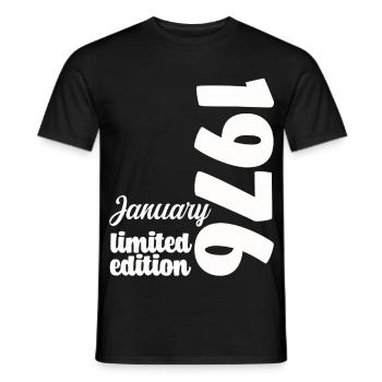 Anniversaire Janvier 1976 Limited Edition Cadeau - T-shirt homme - noir - Devant - AI Model Male 178 light (178cm)