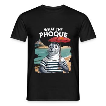 Was der Phoque Normandie Mont Saint Michel Humor - Männer T-Shirt - Schwarz - Vorne - AI Model Male 178 light (178cm)