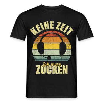 Gaming Gaming Gamer Zocker Retro Funny Saying - Men's T-Shirt - black - Front - AI Model Male 178 light (178cm)