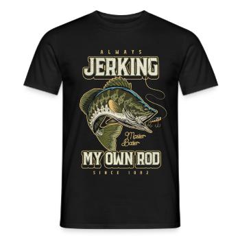 Toujours en train de branler ma canne Pêche drôle Né en 1982 - T-shirt homme - noir - Devant - AI Model Male 178 light (178cm)