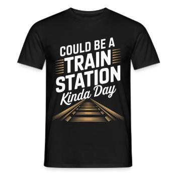 Könnte ein Bahnhofs Tag sein - Männer T-Shirt - Schwarz - Vorne - AI Model Male 178 light (178cm)