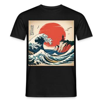 Style japonais de la mer Baltique de Rügen - T-shirt homme - noir - Devant - AI Model Male 178 light (178cm)