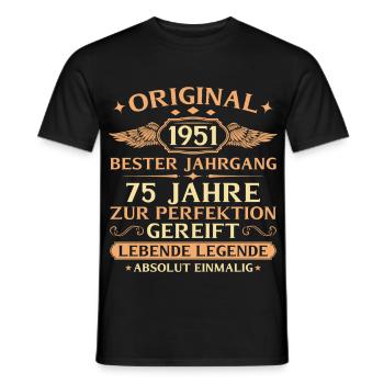 1951 Baujahr Lebende Legende - 75. Geburtstag - Männer T-Shirt - Schwarz - Vorne - AI Model Male 178 light (178cm)