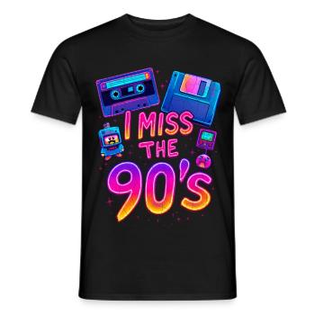 Ich vermisse die 90er – Neon-Retro-Nostalgie - Männer T-Shirt - Schwarz - Vorne - AI Model Male 178 light (178cm)