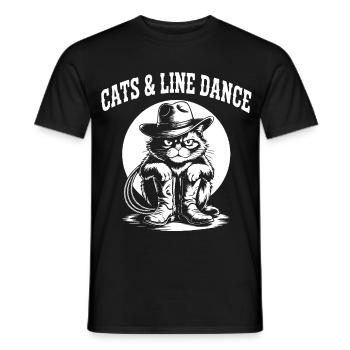 Katzencowboy Line Dance - Männer T-Shirt - Schwarz - Vorne - AI Model Male 178 light (178cm)