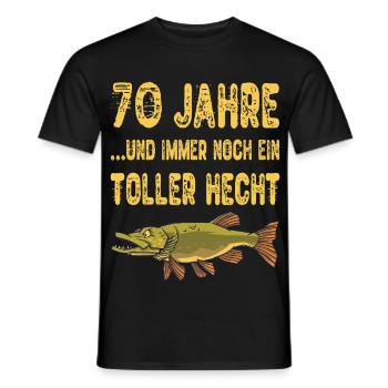 70 Years Great Pike Fishing Angler Gift - Men's T-Shirt - black - Front - AI Model Male 178 light (178cm)