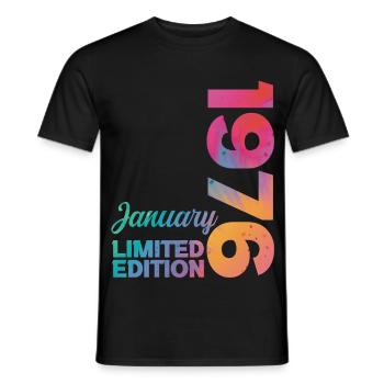 Anniversaire Janvier 1976 Né en Janvier Cadeau - T-shirt homme - noir - Devant - AI Model Male 178 light (178cm)