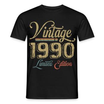 Vintage 1990 Édition limitée Naissance Année 1990 - T-shirt homme - noir - Devant - AI Model Male 178 light (178cm)