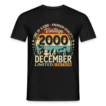 25e anniversaire Millésime décembre 2000 - T-shirt homme - noir - Devant - AI Model Male 178 light (178cm)