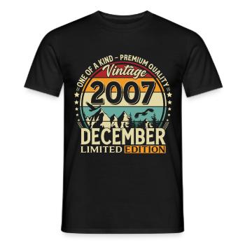18. Geburtstag Vintage Dezember Jahrgang 2007 - Männer T-Shirt - Schwarz - Vorne - AI Model Male 178 light (178cm)