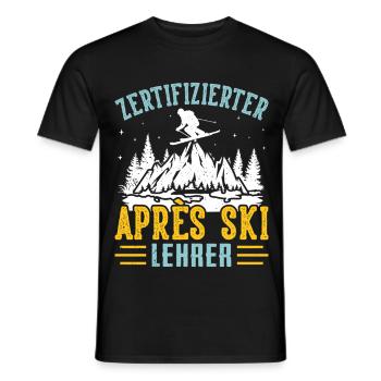 Skiing CERTIFIED APRÈS-SKI INSTRUCTOR Lustig - Men's T-Shirt - black - Front - AI Model Male 178 light (178cm)