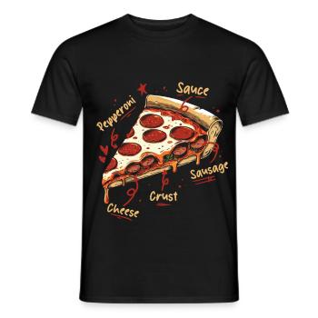 Pizza aux saucisses : anatomie de la meilleure pizza - T-shirt homme - noir - Devant - AI Model Male 178 light (178cm)