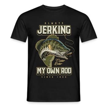 Always Jerking My Rod Funny Fishing Born 1990 - Men's T-Shirt - black - Front - AI Model Male 178 light (178cm)