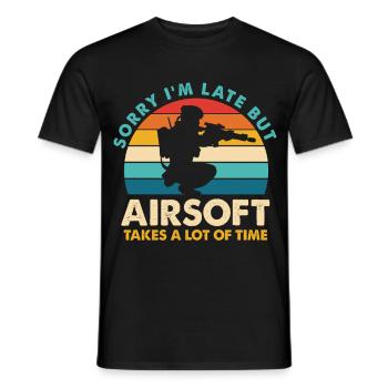 Retro Airsoft Time Delay Design - Men's T-Shirt - black - Front - AI Model Male 178 light (178cm)