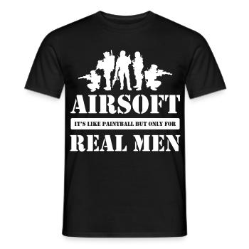 Airsoft Real Männer Taktischer Humor - Männer T-Shirt - Schwarz - Vorne - AI Model Male 178 light (178cm)