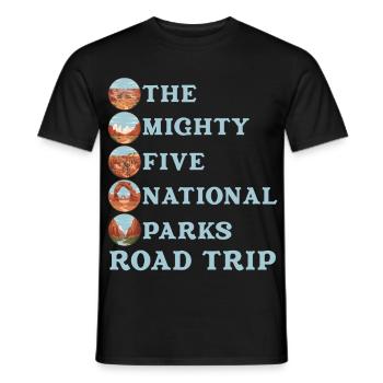 Tournée des parcs nationaux des Utah Mighty 5 - T-shirt homme - noir - Devant - AI Model Male 178 light (178cm)