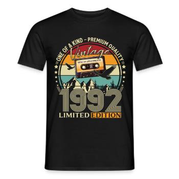 33rd Birthday Cassette December 1992 - Men's T-Shirt - black - Front - AI Model Male 178 light (178cm)