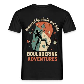 Powered By Chalk And Beta Bouldering Adventures - Men's T-Shirt - black - Front - AI Model Male 178 light (178cm)
