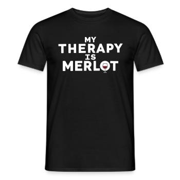 My Therapy Is Merlot Funny Wine Saying - Men's T-Shirt - black - Front - AI Model Male 178 light (178cm)