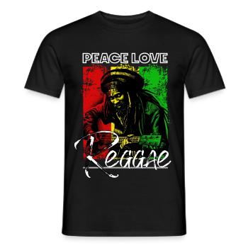 Frieden Liebe Reggae Rastafari Gitarre - Männer T-Shirt - Schwarz - Vorne - AI Model Male 178 light (178cm)