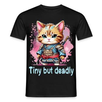 Japanische Kawaii Ninja Katze - Männer T-Shirt - Schwarz - Vorne - AI Model Male 178 light (178cm)