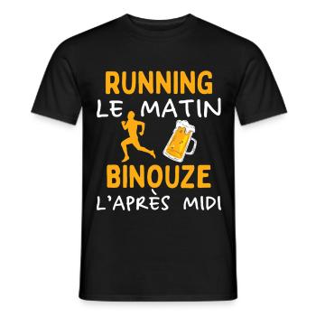 Running Le Matin Bière Après Midi Humour Course - T-shirt homme - noir - Devant - AI Model Male 178 light (178cm)