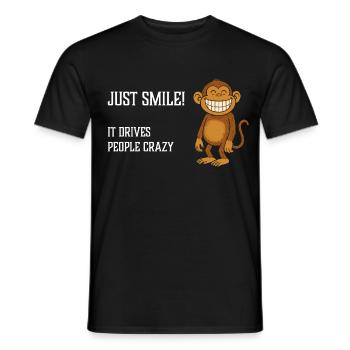 Souris juste, ça rend les gens fous Singe souriant - T-shirt homme - noir - Devant - AI Model Male 178 light (178cm)