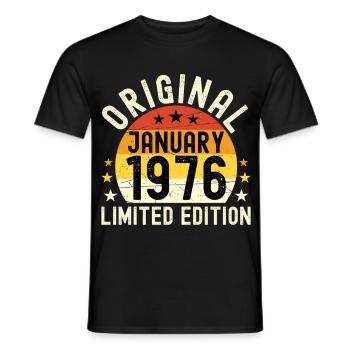 Anniversary January 1976 Limited Edition Original - Men's T-Shirt - black - Front - AI Model Male 178 light (178cm)