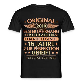 Anniversaire original 2010 Vintage 16 ans - T-shirt homme - noir - Devant - AI Model Male 178 light (178cm)