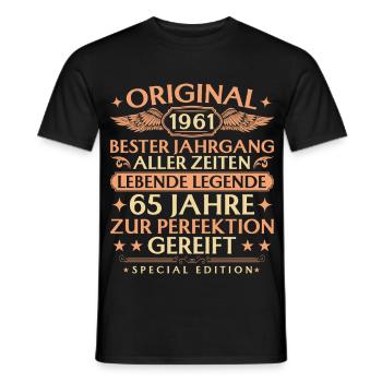 Original 1961 Vintage Birthday 65 Years - Men's T-Shirt - black - Front - AI Model Male 178 light (178cm)