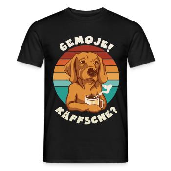 Hessen Humor Kaffee Hund GEMOJE KÄFFSCHE Hessisch - Männer T-Shirt - Schwarz - Vorne - AI Model Male 178 light (178cm)