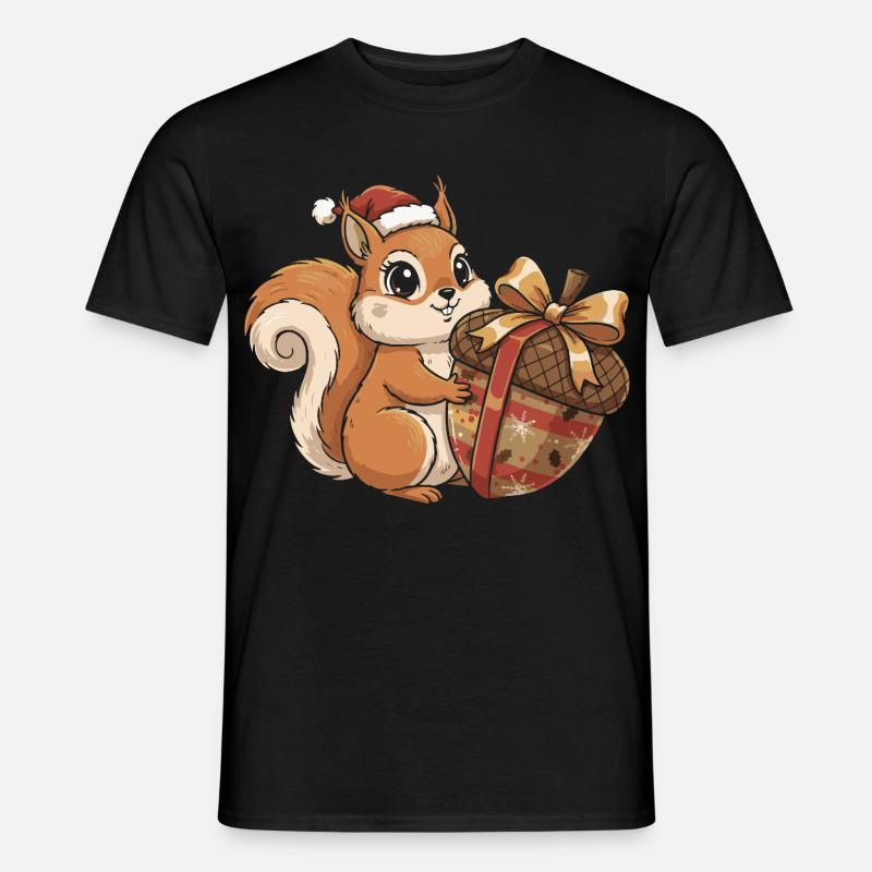 Winterfreude Eichhörnchen Geschenk - Männer T-Shirt - Schwarz