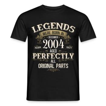 21st Birthday Legend December Vintage 2004 - Men's T-Shirt - black - Front - AI Model Male 178 light (178cm)