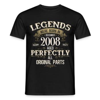 17th Birthday Legend December Vintage 2008 - Men's T-Shirt - black - Front - AI Model Male 178 light (178cm)
