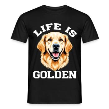Life is Gold: Golden Retriever - Men's T-Shirt - black - Front - AI Model Male 178 light (178cm)