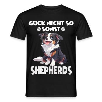 Berger australien propriétaire de chien en promenade australienne - T-shirt homme - noir - Devant - AI Model Male 178 light (178cm)